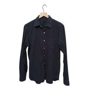 J. Crew Navy Micro Dot Slim Fit Casual Button Down Shirt Sz M